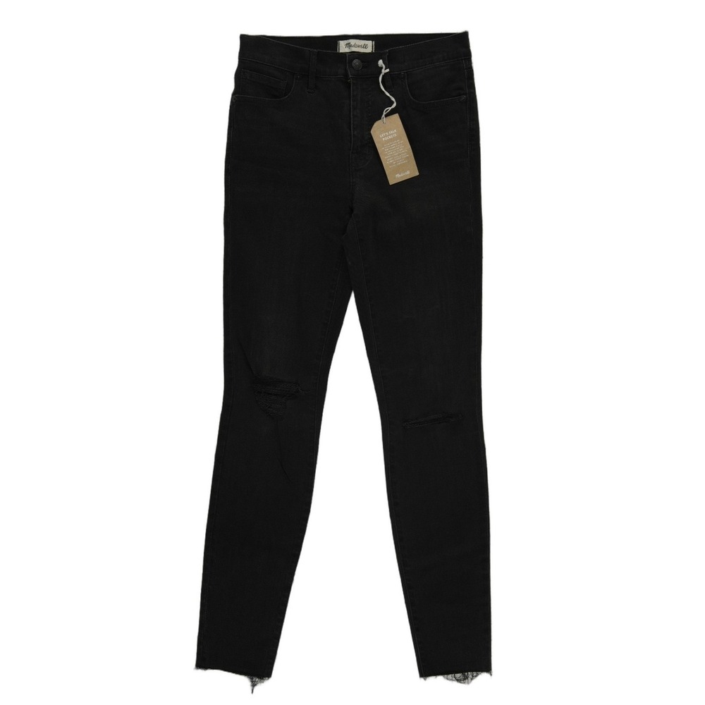 NEW Madewell Jeans Women's Size 28 Tall Black 9" High Rise Skinny Distressed